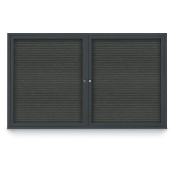 96"x48" 2-Door Enclosed Outdoor Letterboard, Grey Felt/Black